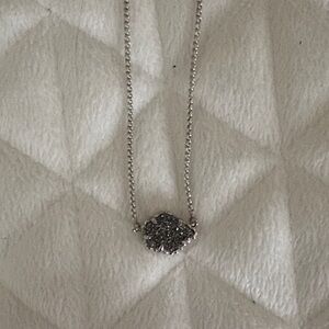 Kendra Scott Silver Necklace with Black Pendant